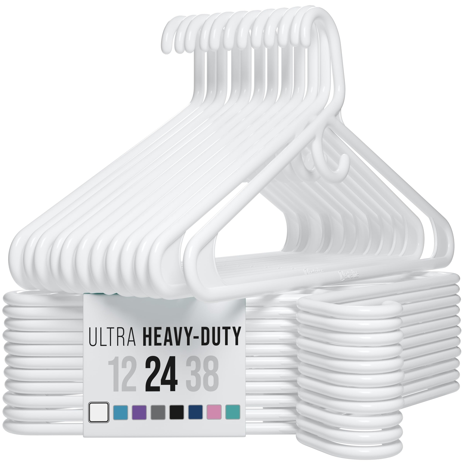 Ultra Heavy Duty Plastic Clothes Hangers - White - Durable Coat Suit and Clot...