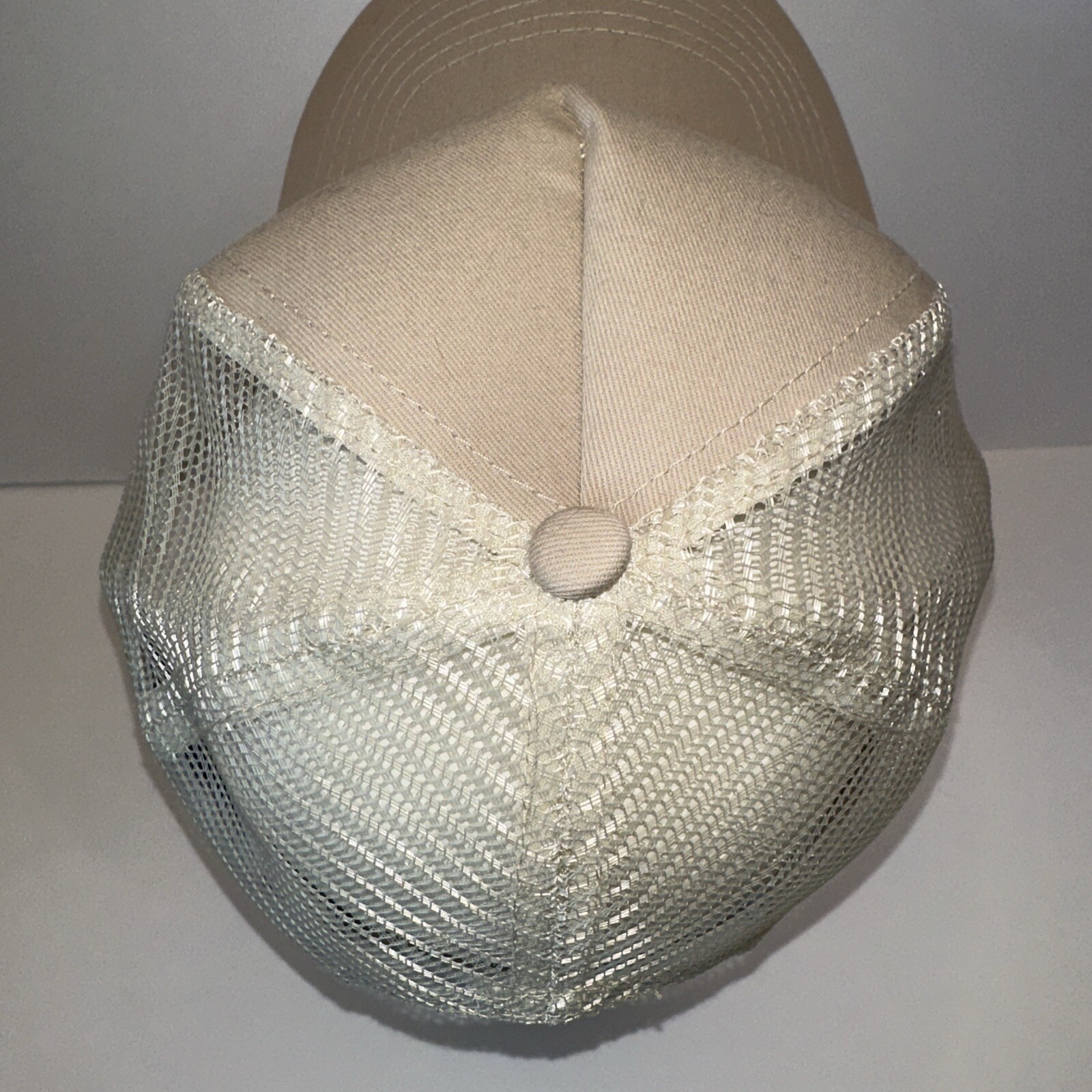 South Bend Ethanol Trucker Hat Cap Tan Fabric Cream Mesh Stamped Logo Snapback