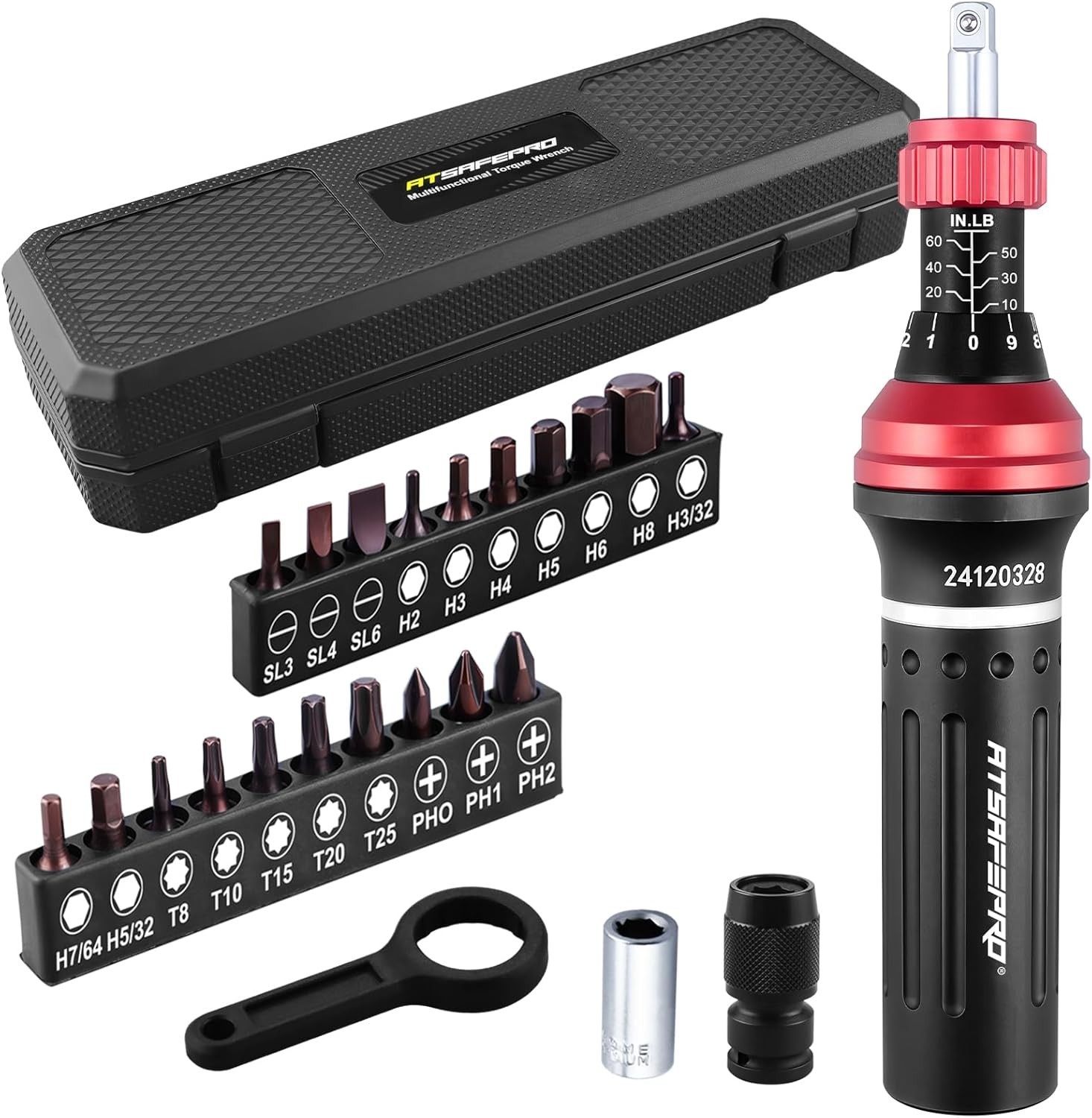 Torque Screwdriver - 10-60 In.Lb,21 Pcs Inch Pound Torque Screwdriver Set - 1/4"