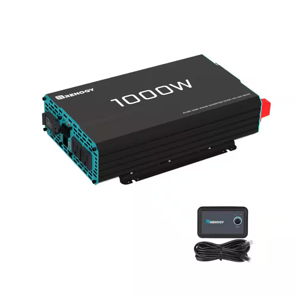 1000-Watt 12V DC to 120V AC Pure Sine Wave Inverter Off-Grid Solar Power Convert