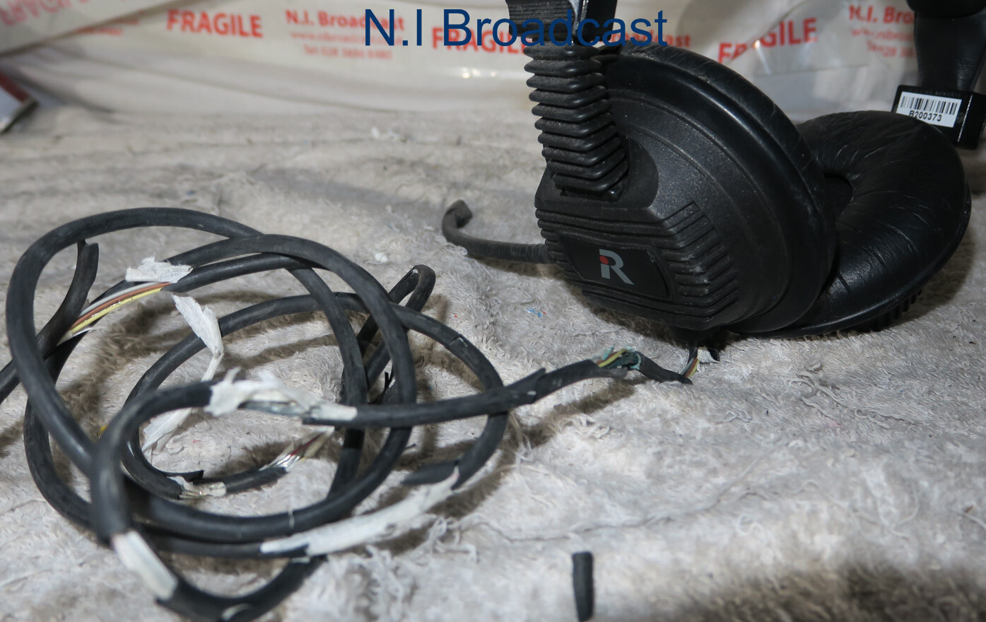 Riedel intercom headset with microphone sold as shown with cable cover off a bi