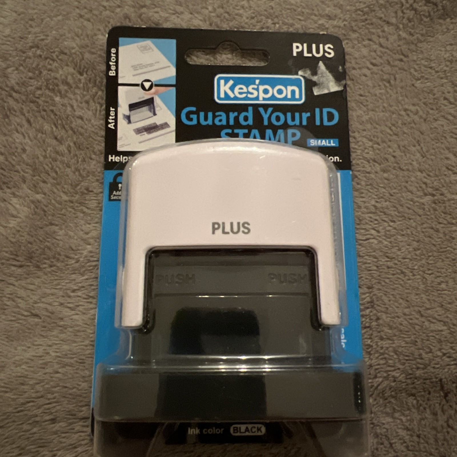 NEW Kespon Large Guard Your ID Stamp Self Inking Black