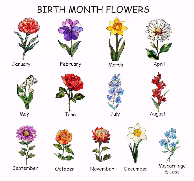 Custom Birth Flower Suncatcher Acrylic Personalized Gift