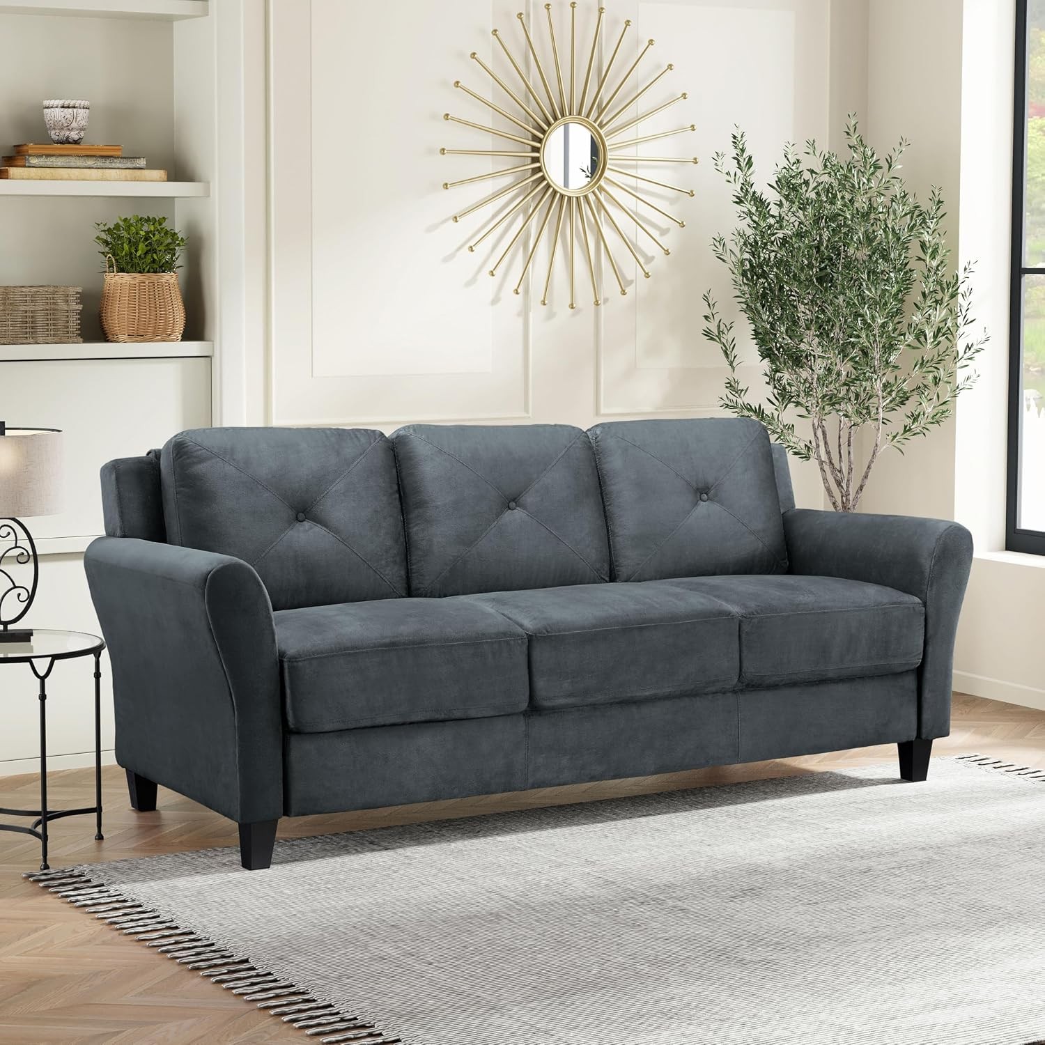 80.3" Sofa Transitional Modern Pocket Coil Comfort Easy Assembly Durable