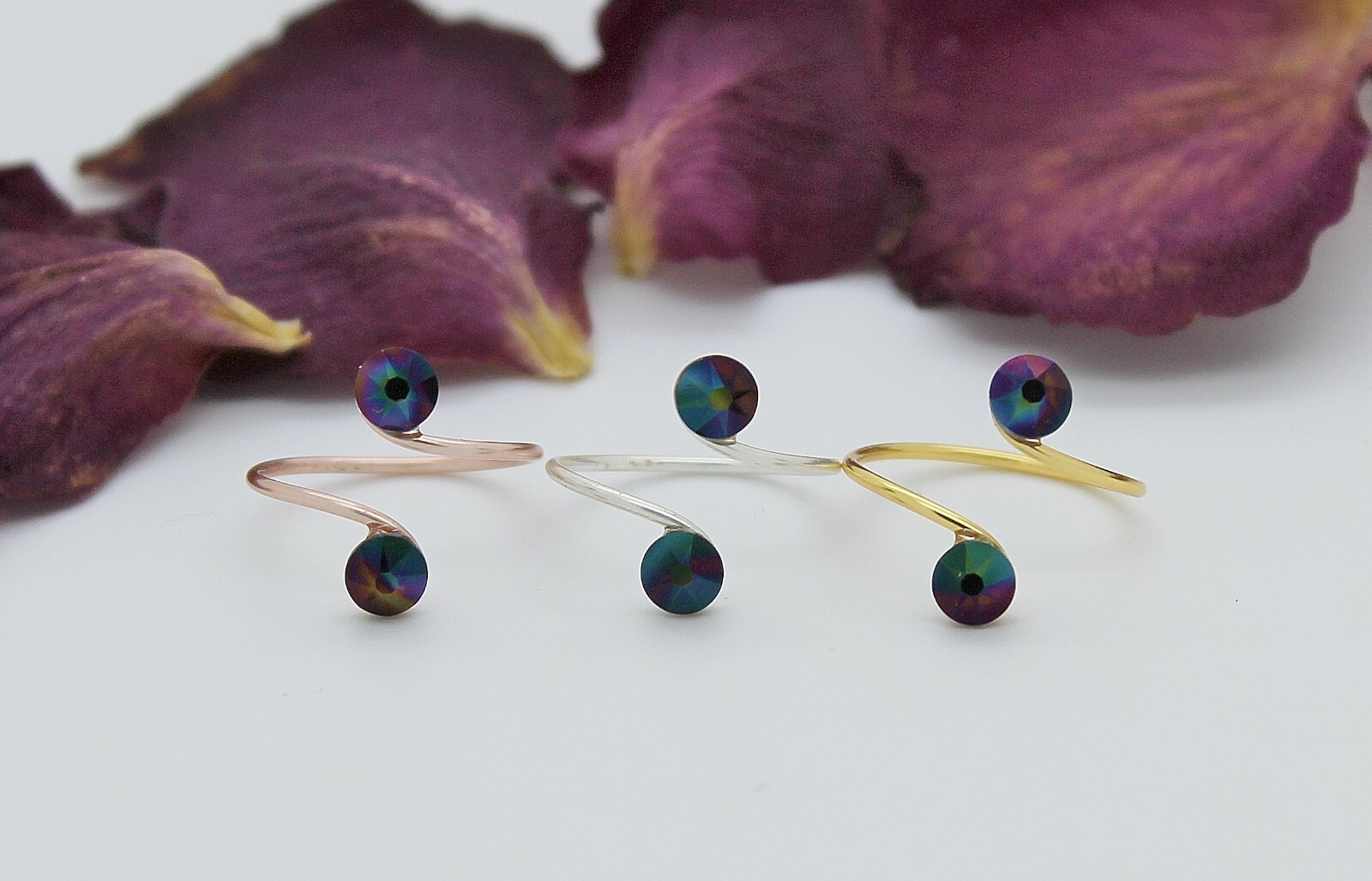 Adjustable Toe Rings Choose a Finish Rainbow Dark made with Swarovski Elements