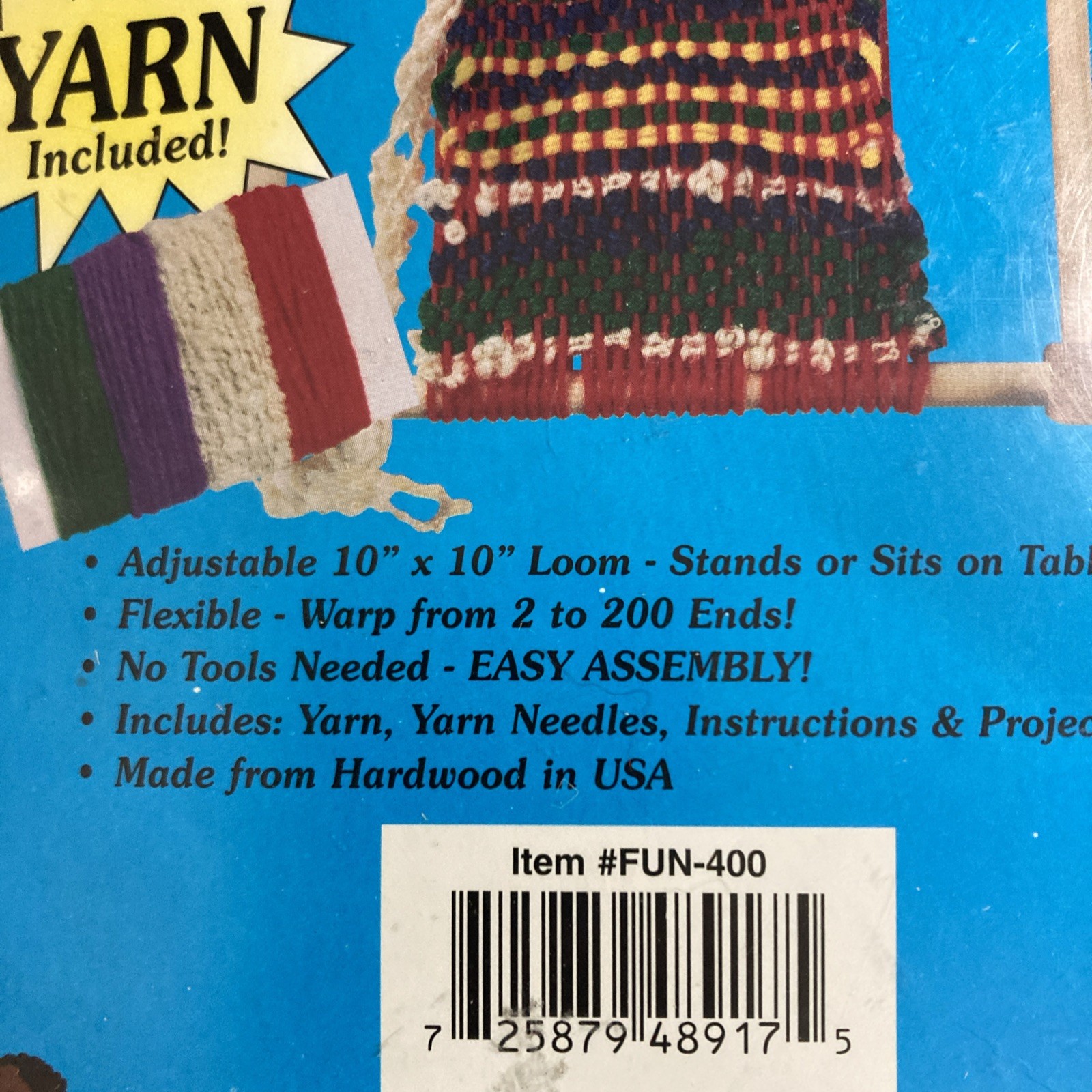 Retro Crafting Kit – Weaving Loom – Includes Yarn