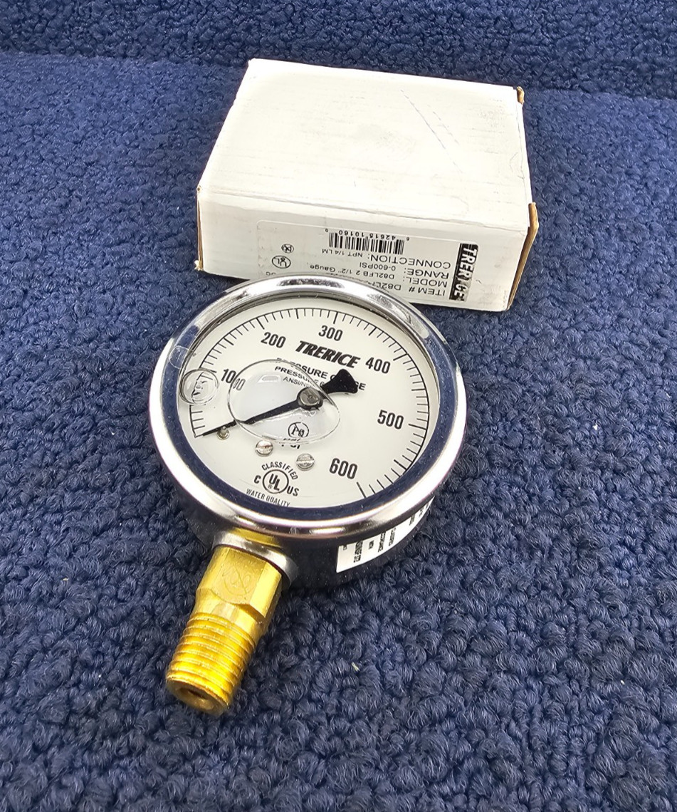 Trerice D82LFB2502LA600: Pressure Gauge 2 1/2" 0-600 PSI