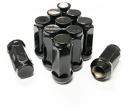 (16) Black 1/2-20 Lug Nuts Long Bulge Acorn 1/2 XL 1.96" Tall Fits Dodge Durango