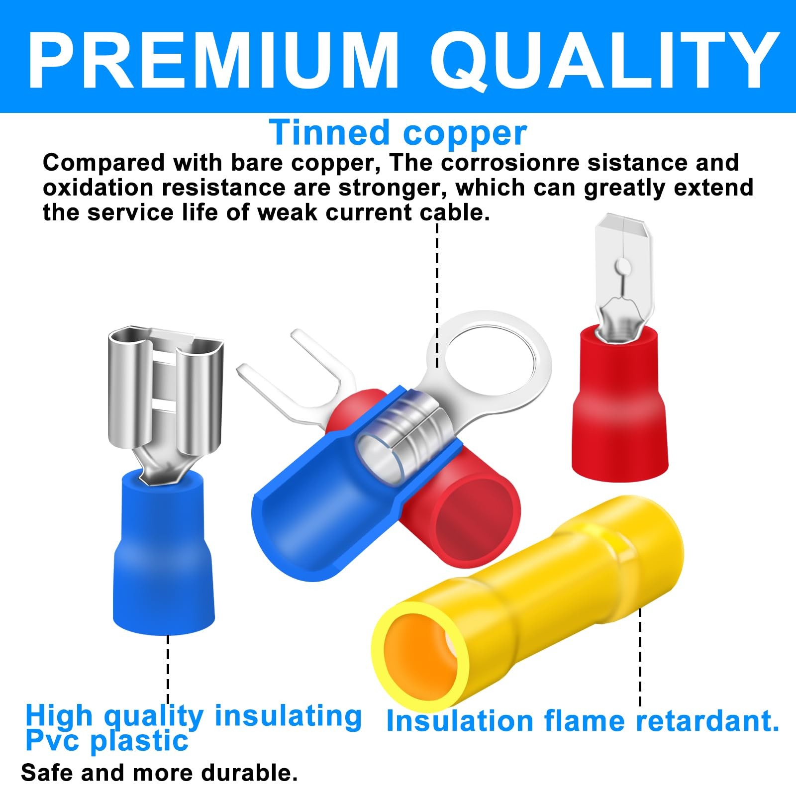 150PCS Mixed Quick Disconnect Electrical Insulated Butt Red，Blue,Yellow