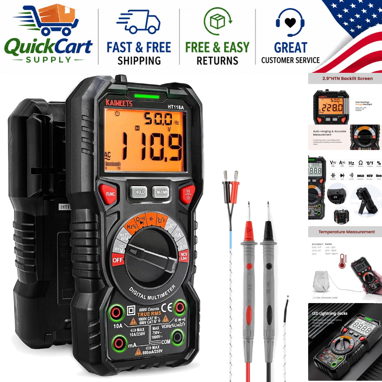 Compact Auto-Ranging Multimeter with LCD Display for Reliable Voltage & Current