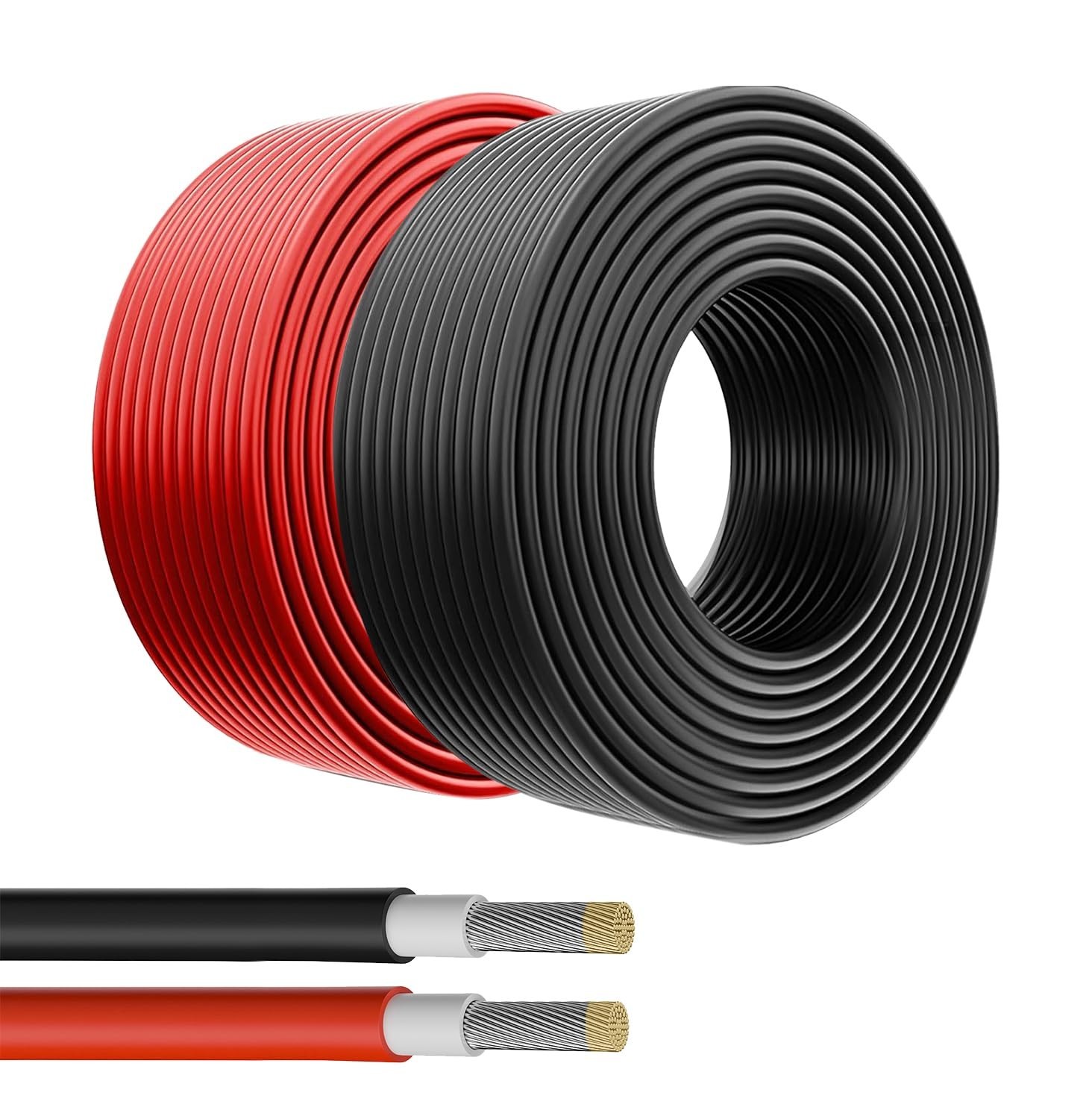 Zhong Hua Jiang Solar Panel Wire, 2X 100ft (Black+Red) 10AWG Tinned Copper