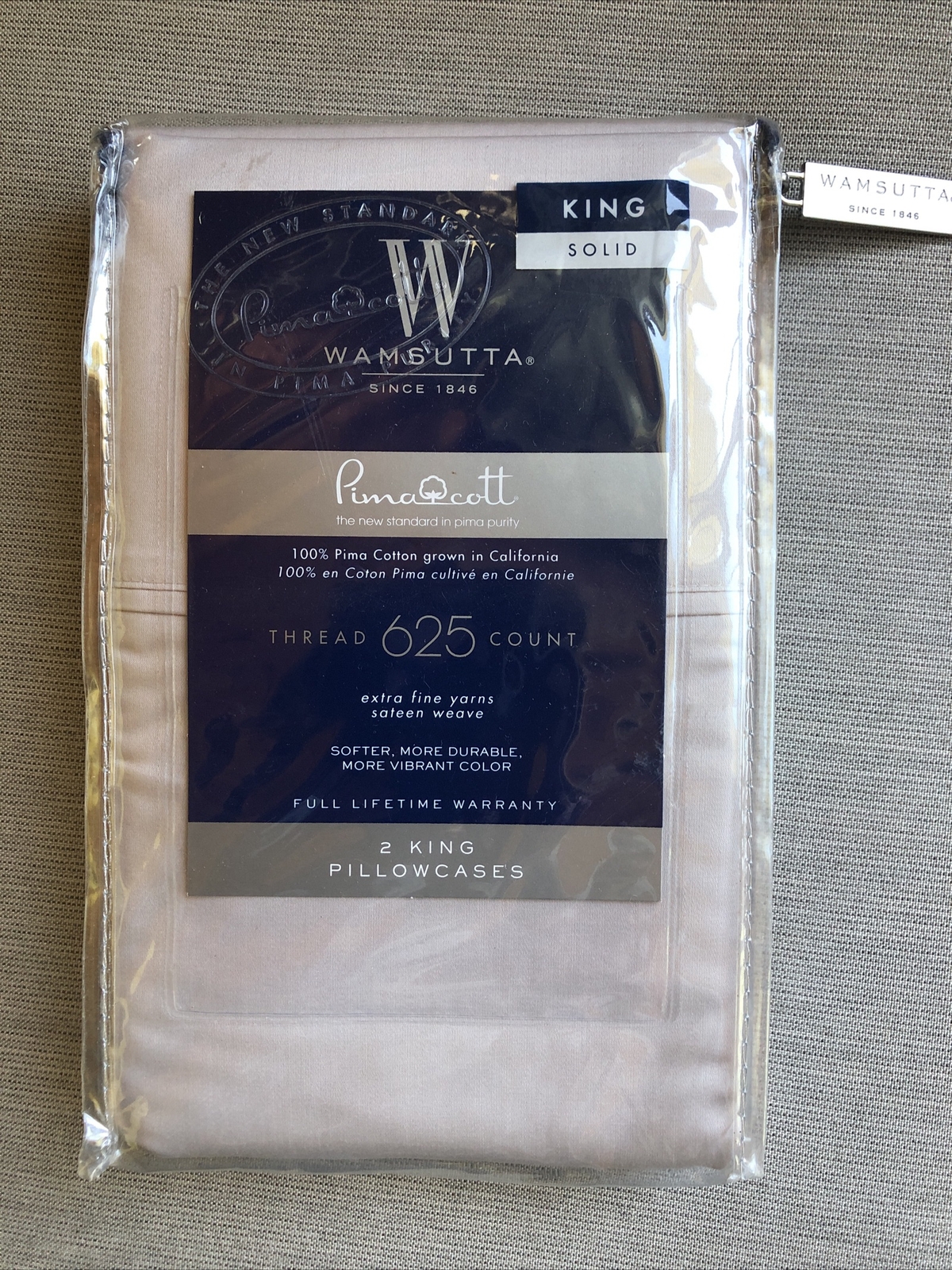New Wamsutta Set of 2 Pima Pillowcases 625 TC King Lavender 100% Cotton Purple