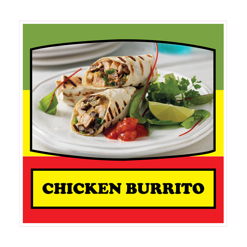 Food Truck Decals Chicken Burrito Restaurant & Food Concession Sign Yellow