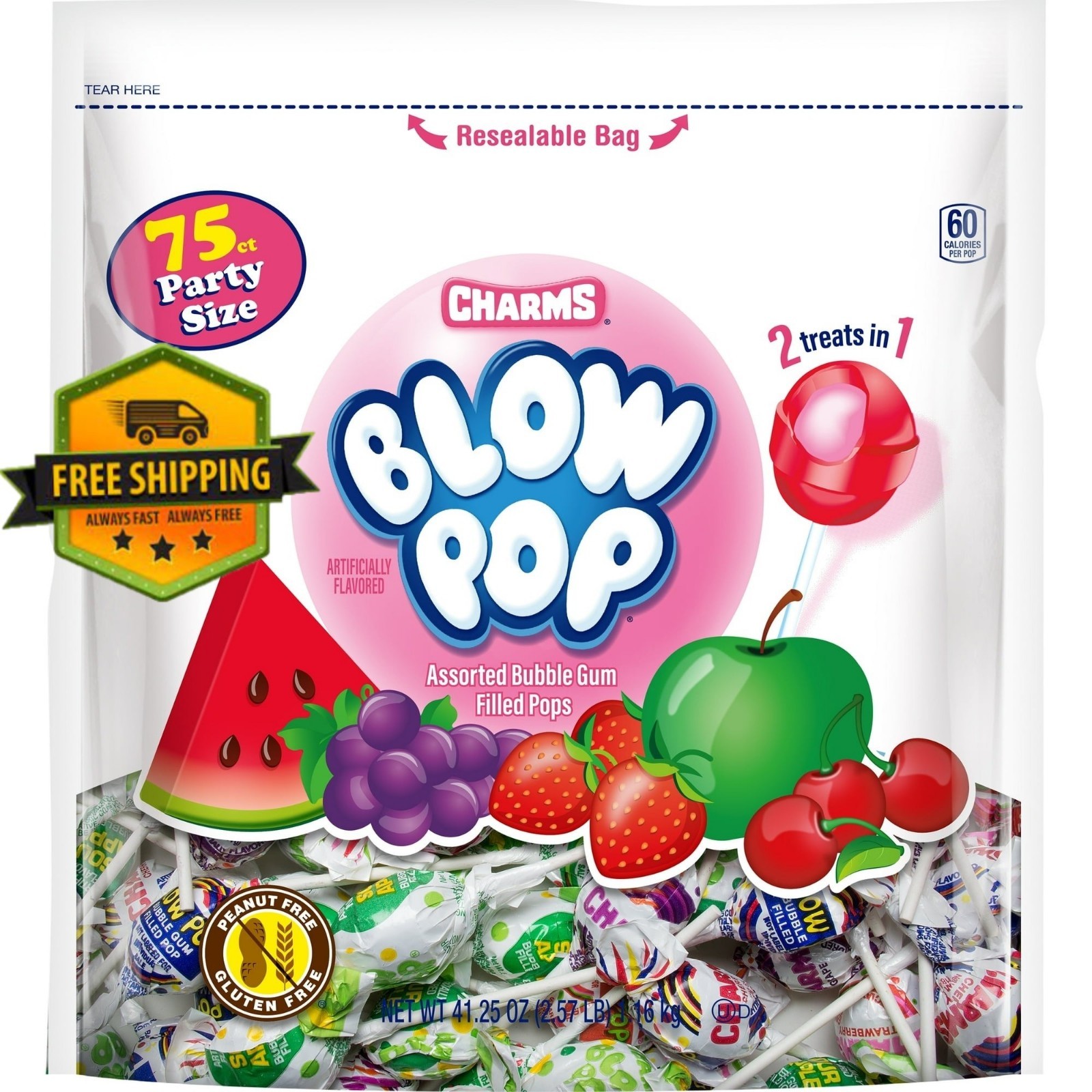 Charms Blow Pop Assorted Flavored Lollipops – 41.25 oz
