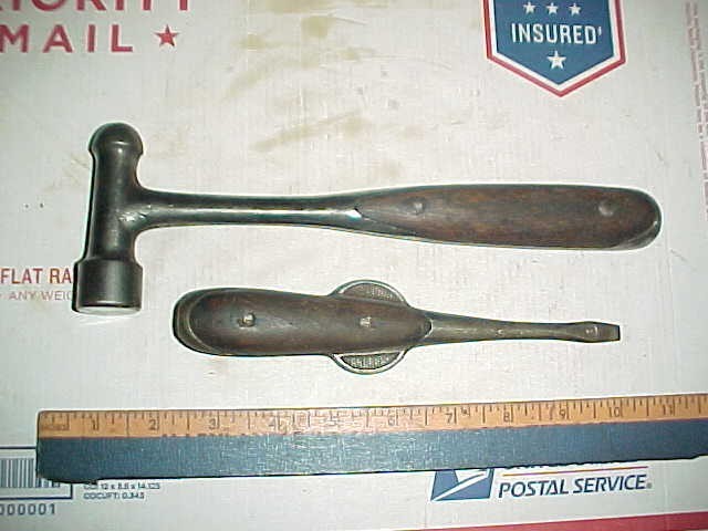 H.D. Smith Perfect Handle Ball Peen Hammer & No. 3 Winged Screwdriver Old Tools