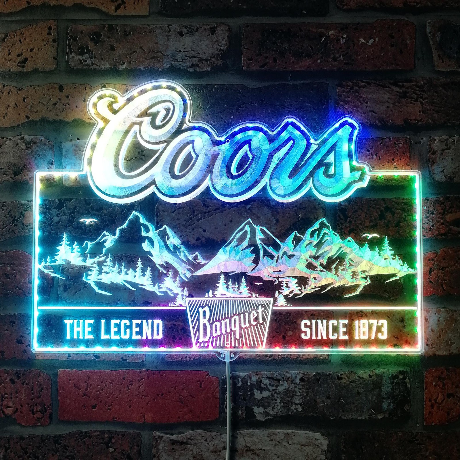 Coors Banquet Mountain Neon LED Sign with Dynamic RGB Colors