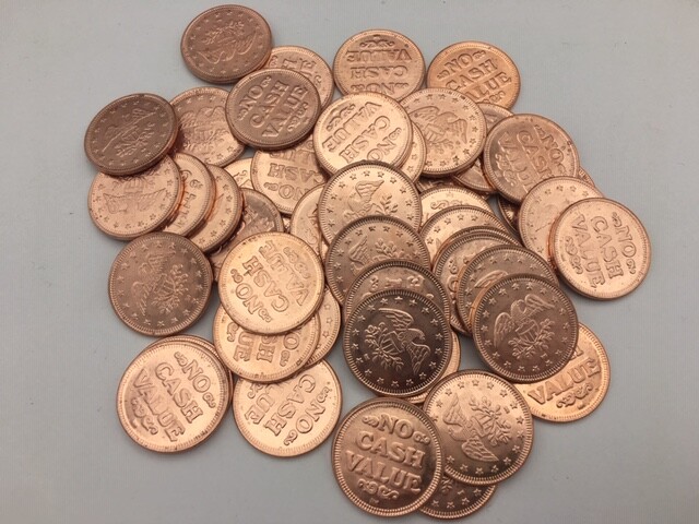 NEW 50 Tokens .984 for Vending Arcade Slot Machines Pachinko Plinko Car Wash Etc