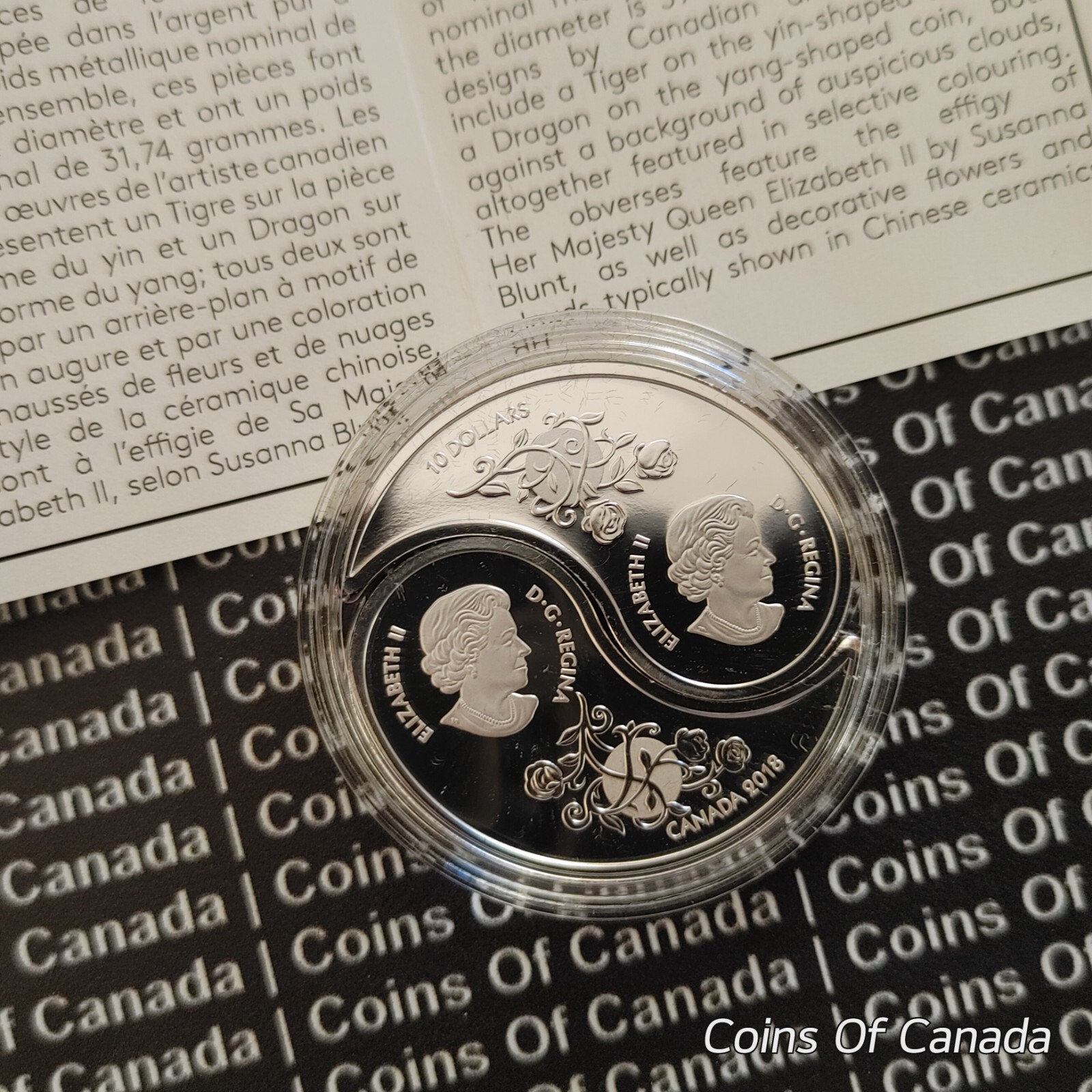 2018 Canada $10 Silver Coin Black White Yin + Yang Tiger + Dragon #coinsofcanada
