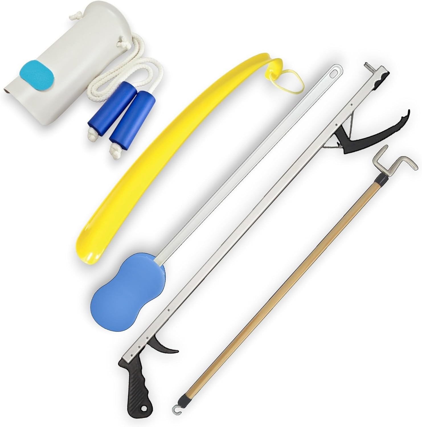 Hip and Knee Surgery Recovery Kit - Includes Sock Aid Shoehorn Long Handles