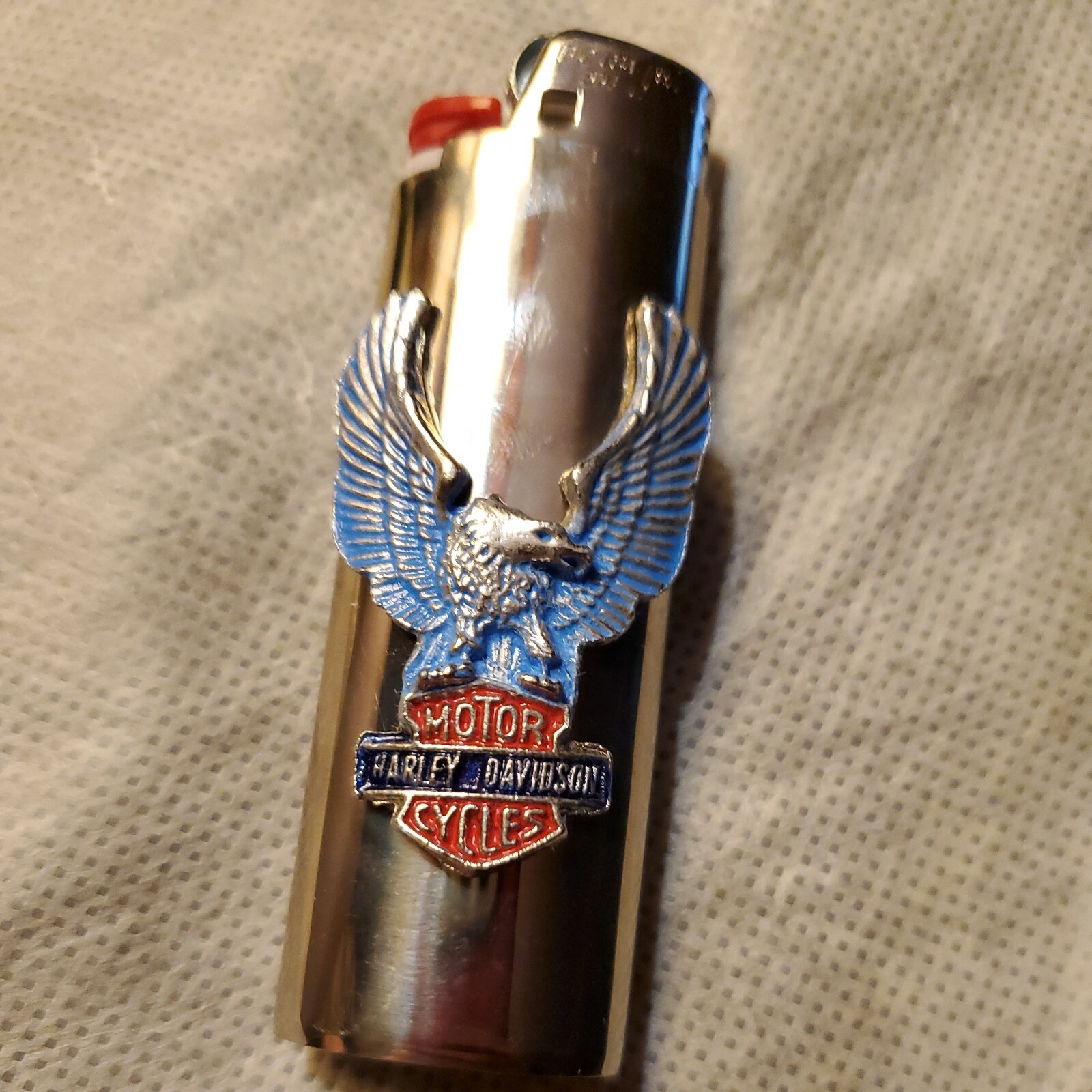 Vtg Lighter Case Harley Davidson Blue Eagle Cover Holder Retro Western for Bic