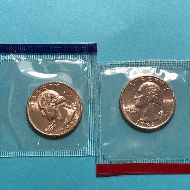 1993 P&D Washington Quarters  Unc in Mint Cello  FREE SHIP