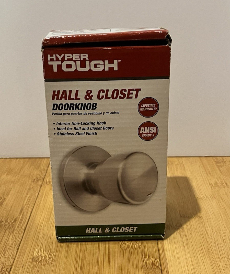 Hall & Closet Doorknob, Hyper tough-  Ready To Install stainless steel finish