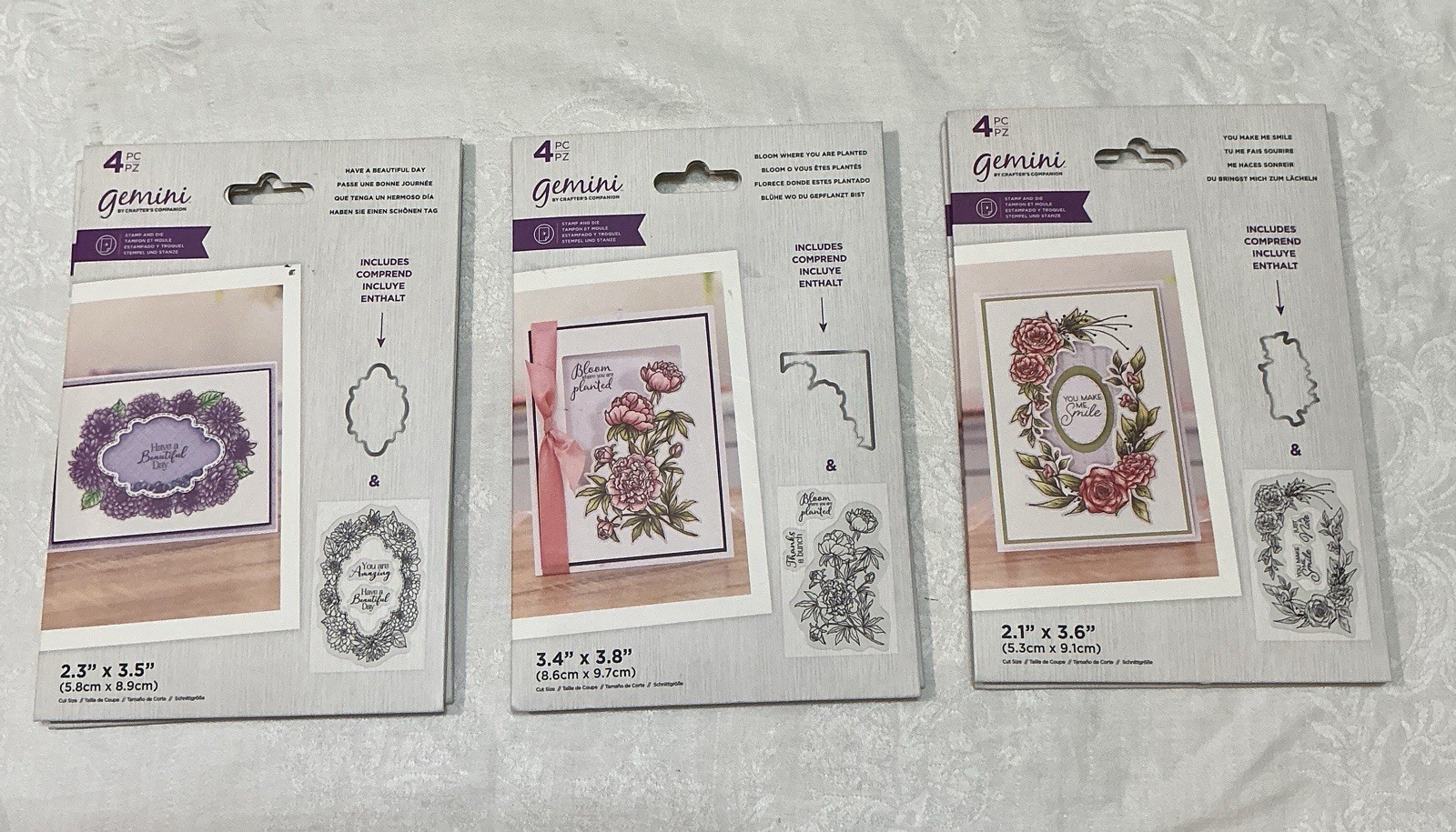 Gemini Floral Frame Stamp & Die Sets Lot of 3 Designs NEW Crafter’s Companion