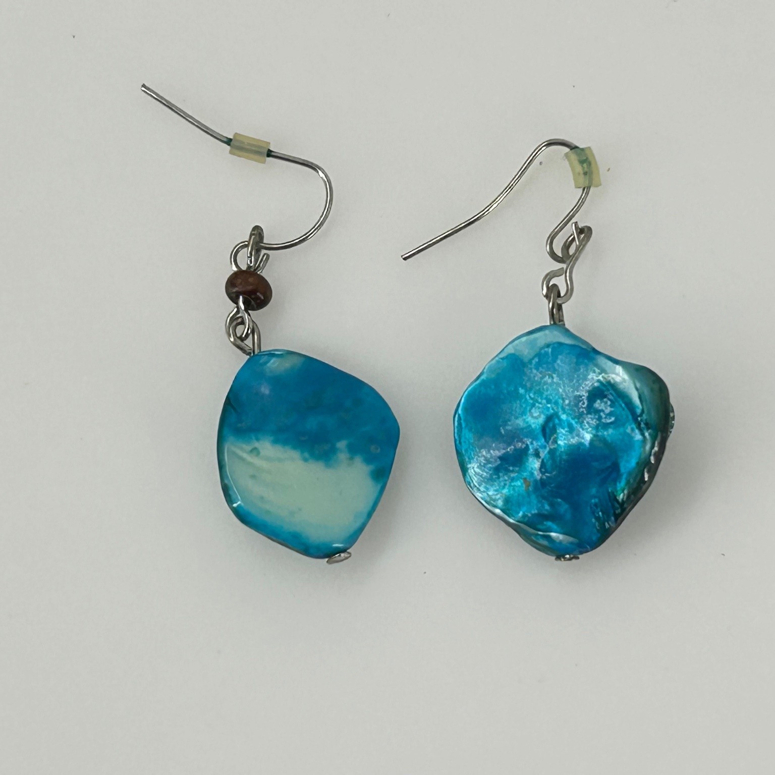 Handcrafted Blue Abalone Shell Dangle Earrings