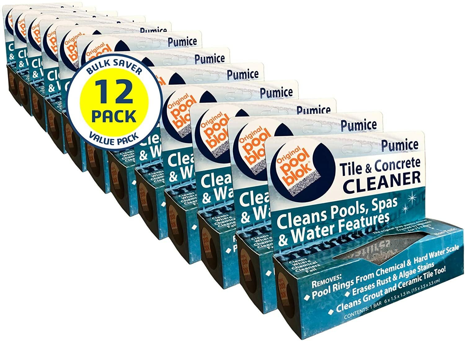 Pumice Stone PB-80 Pool Blok, Tile & Concrete Cleaner, Small, 12-Pack