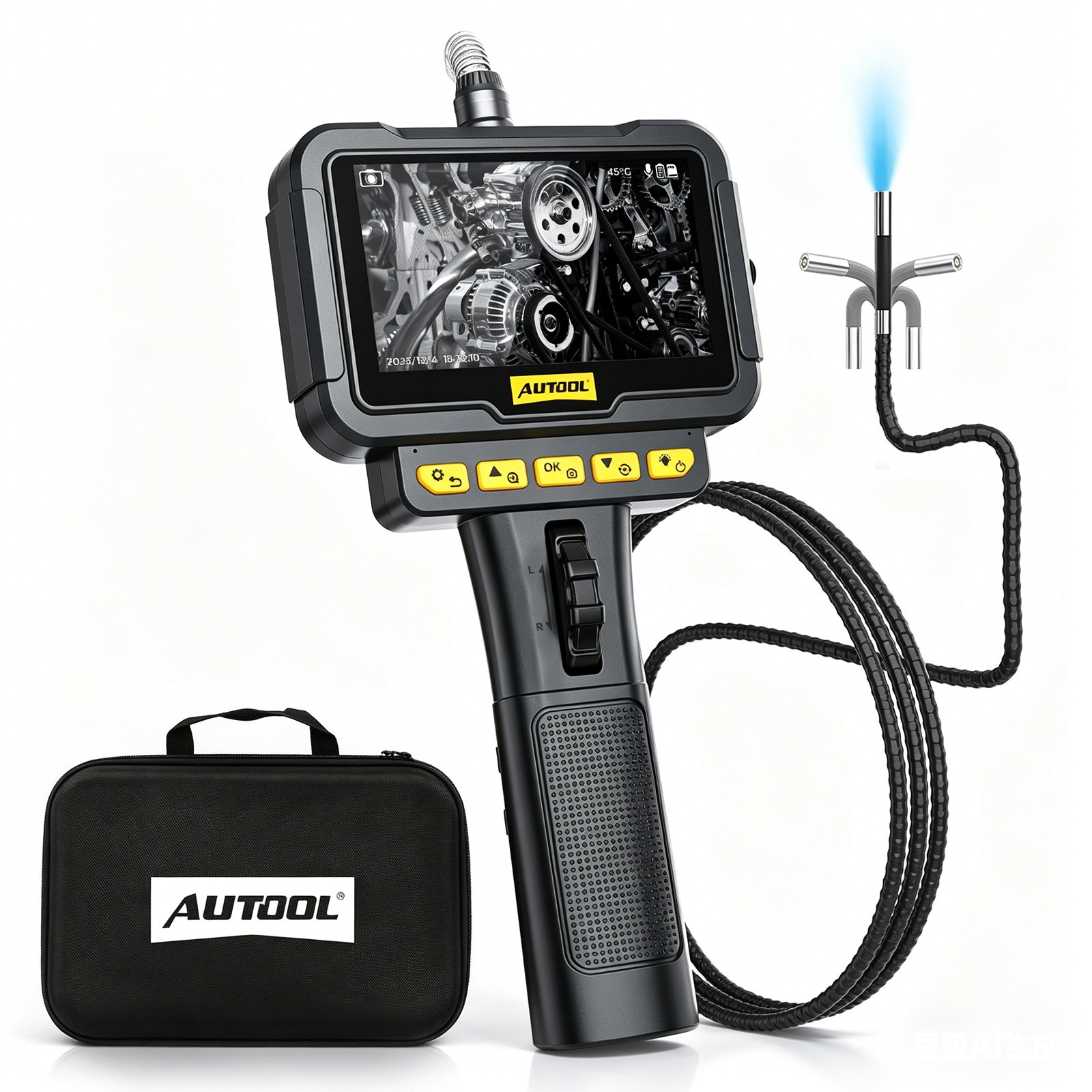 AUTOOL Two-Way 210° Endoscope Borescope Inspection Camera With Light 1080P HD
