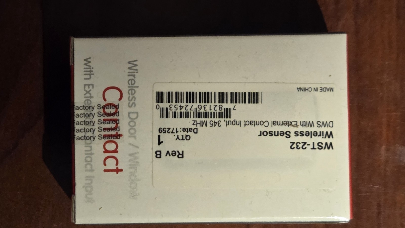 Ecolink WST-232 Wireless Door Window Sensor with External Contact Input