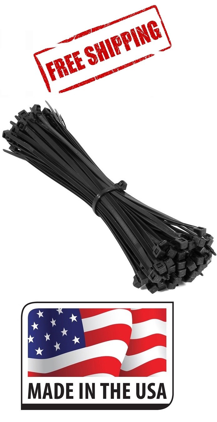 (500) Black 14" Inch Nylon Cable Wire Wrap Zip Ties 50 LBS UV Resistant  USA