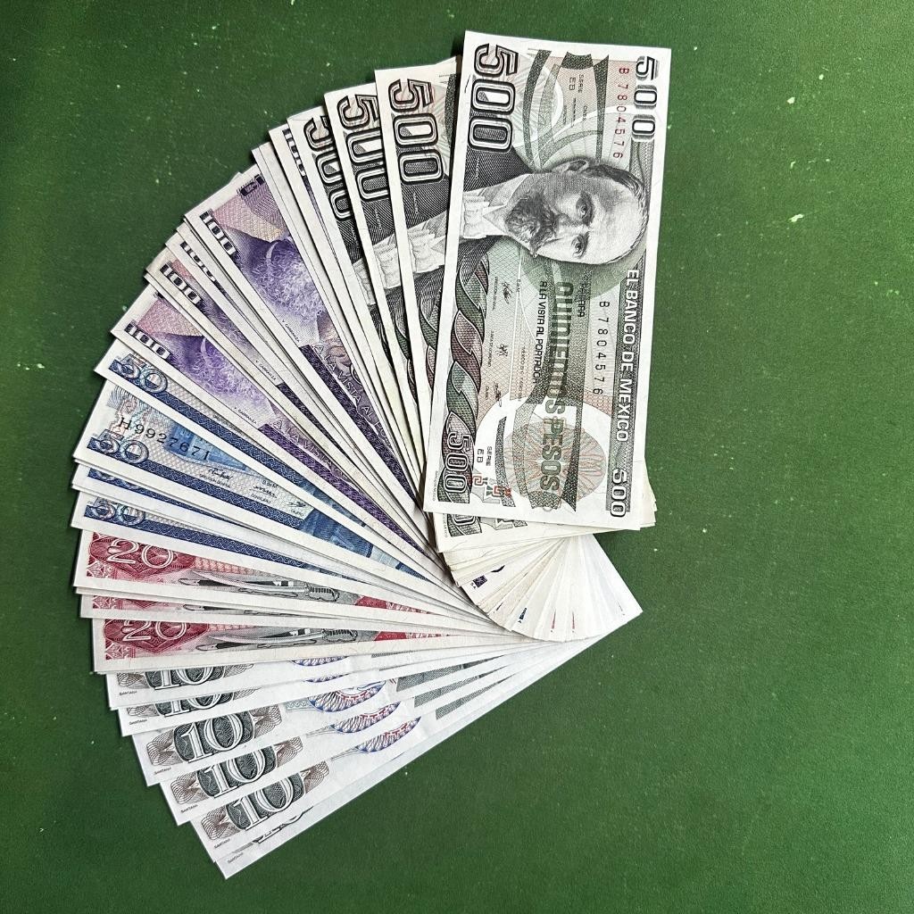 LOT 50 Notes  Banco de Mexico 10,20,50,100 & 500  XF-AU