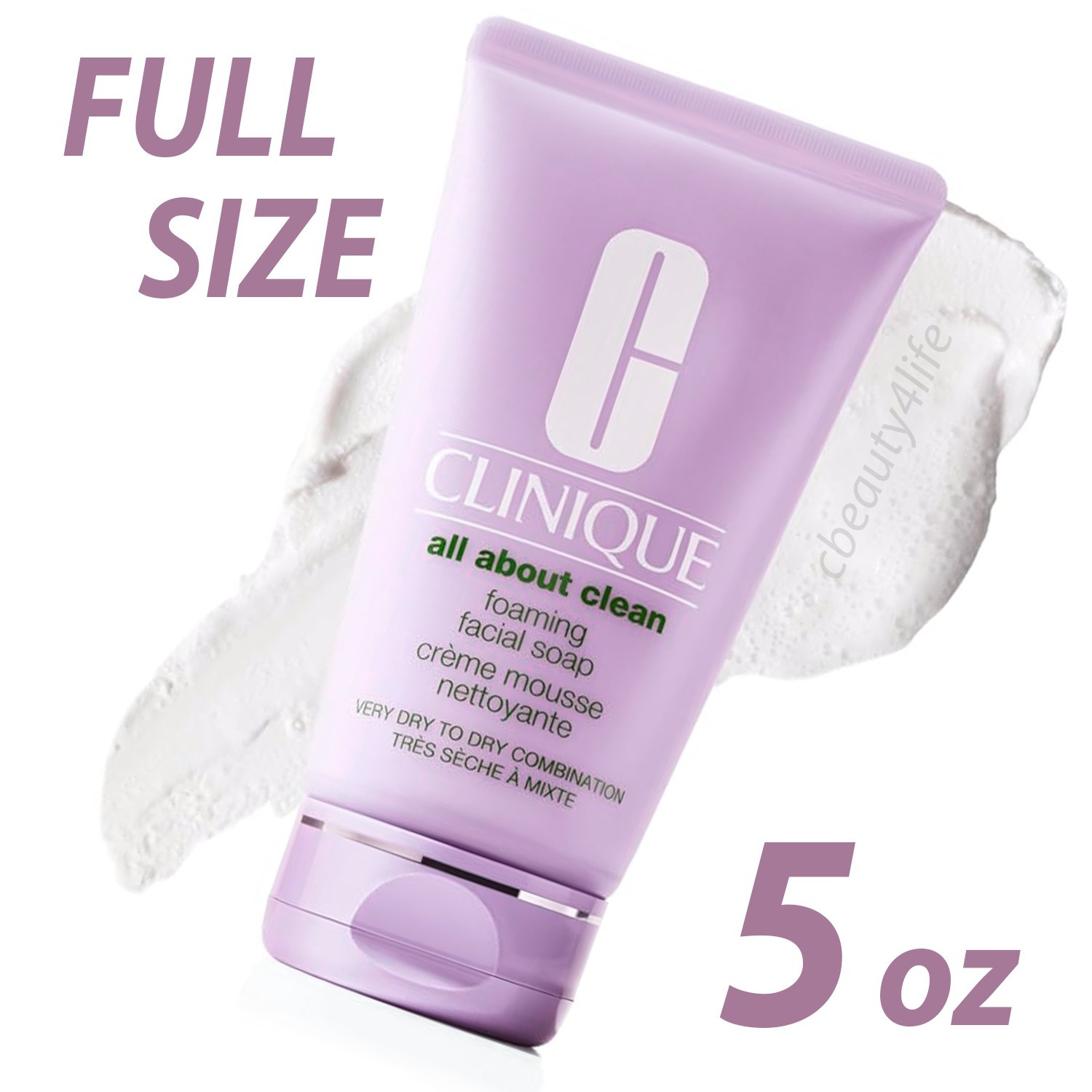 Clinique All About Clean Foaming Facial Soap Dry Combination Skin 5 Oz/150ml