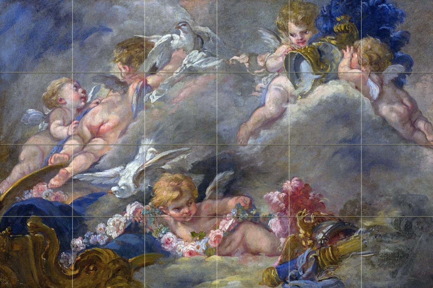 Presenting Venus with Arms for Aeneas Mural Bathroom Backsplash Marble Ceramic