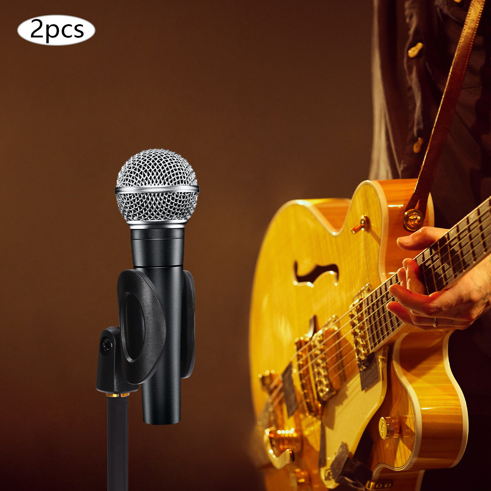 2PCS Universal 180° Microphone Clips Clamp Holder For Wired/ Wireless Mic Stand