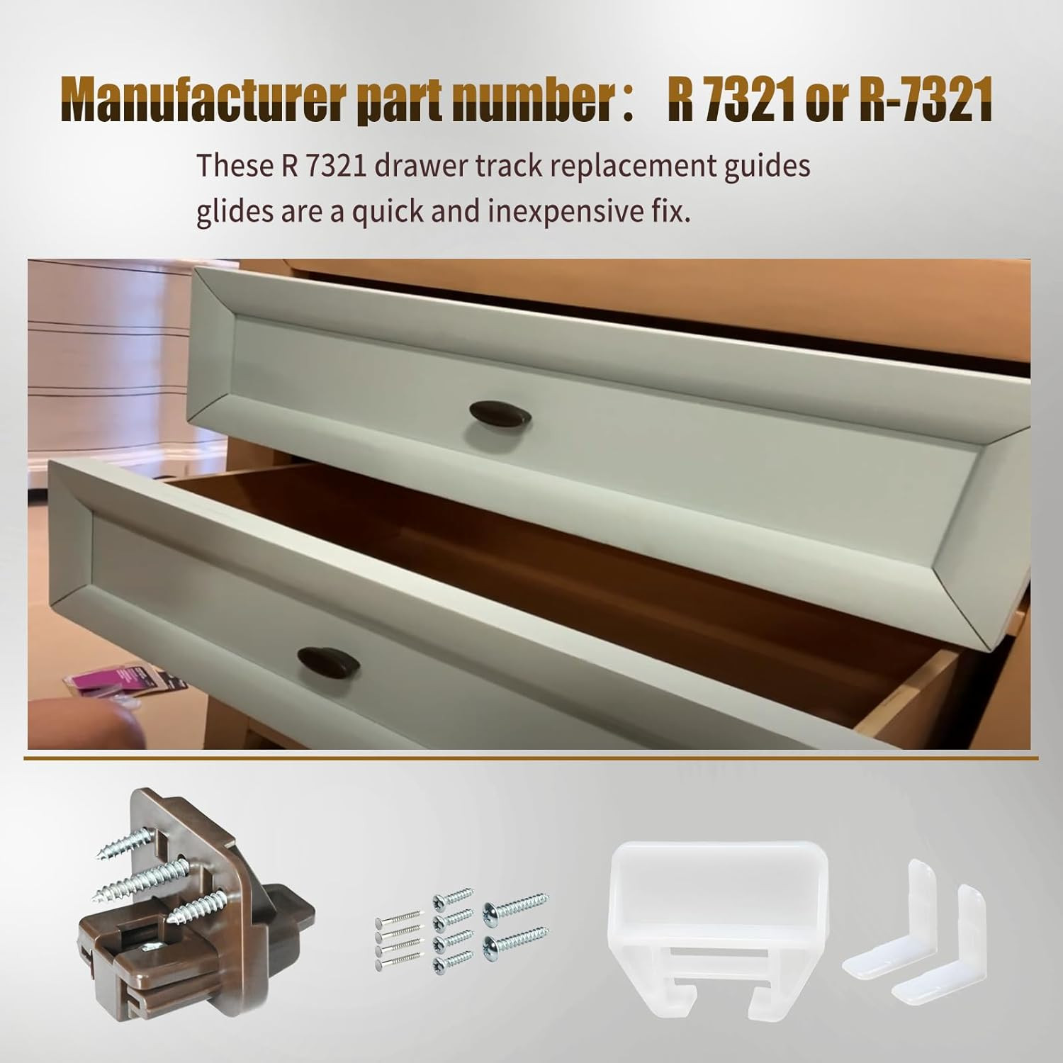 5 Set R-7321 Drawer Track Guide Kit Replacement for Kenlin Rite Trak 1 System