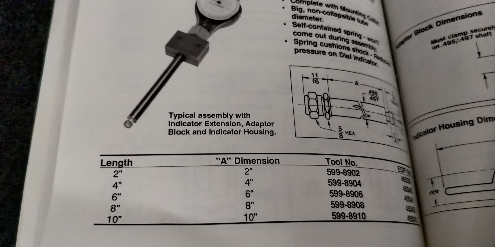 Brown & Sharpe 599-8902 2" Extension for Dial Indicator NOS