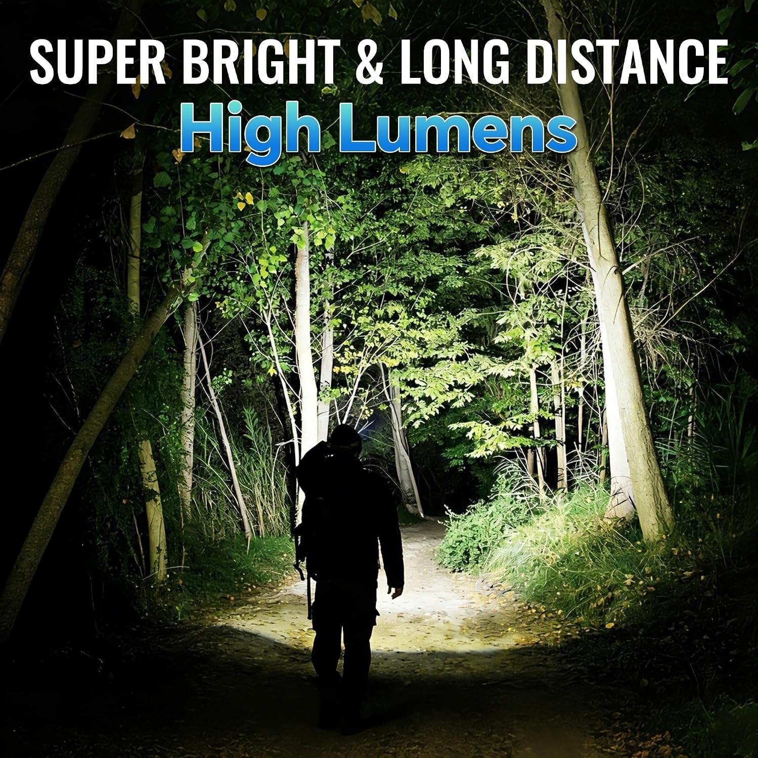 High Lumens Rechargeable LED Flashlights 2Pack, Super Bright Zoomable Powerful