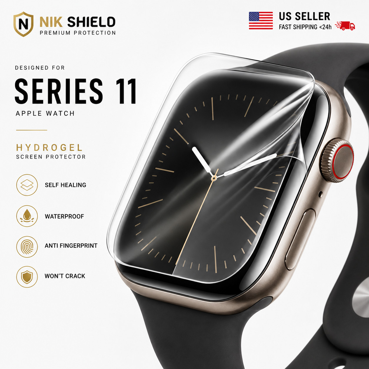 Apple Watch Series 11 Screen Protector Hydrogel 42mm 46mm 1 3 5 10 Pack HD Clear