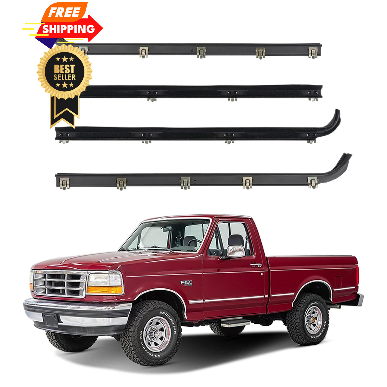 ItranMc Window Molding Sweep Felt Trim Seal for Ford 1987-1997, Black