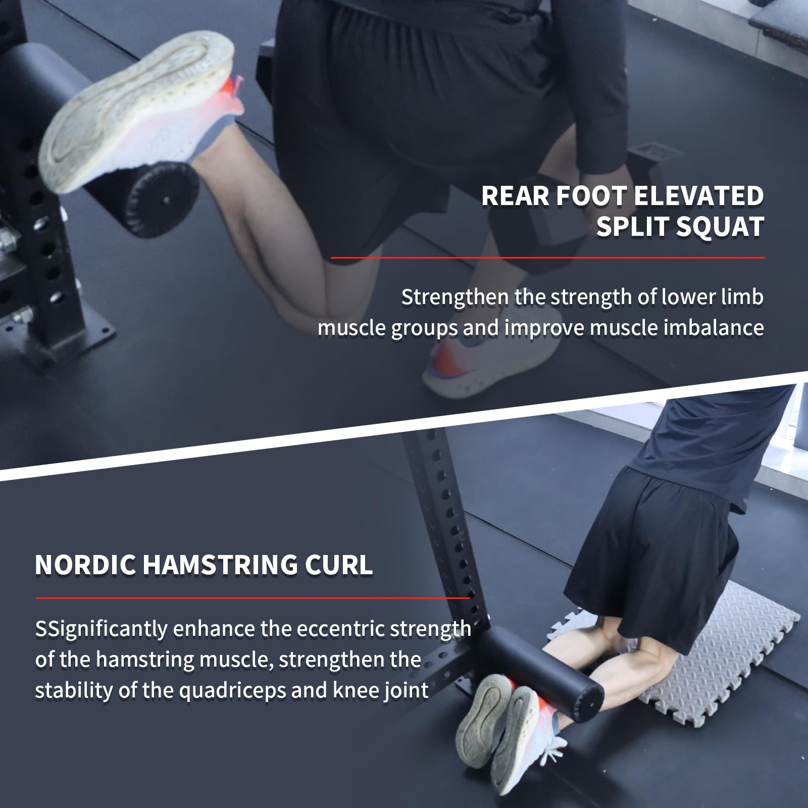Single Leg Squat Roller/Nordic Hamstring Curl for Squat Rack Power Rack Attac