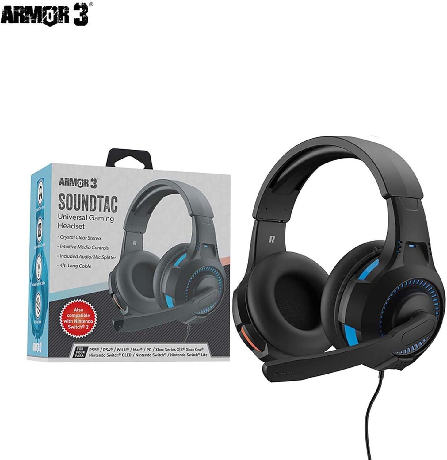 Hyperkin SoundTac Armor 3 Gaming Headset - Nintendo Switch 2, Xbox One, PS4
