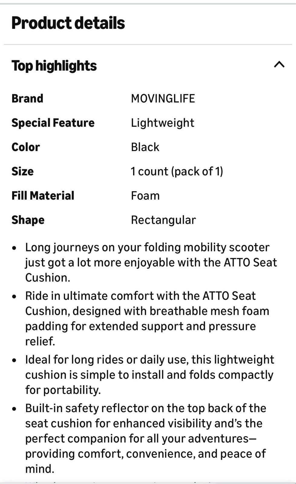 ATTO Padded Cushion for Extra-Comfy Experience (Black)for Electric Scooters