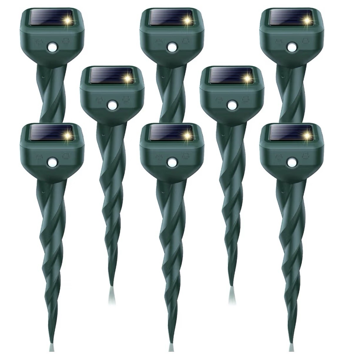 Solar Mole Repellent 8 Pack Waterproof Ultrasonic Gopher Vole Snake Spike