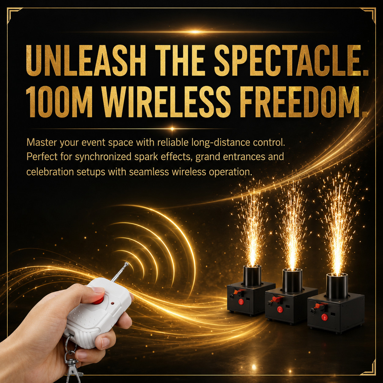 8-Pack Cold Sparkler Base Kit with Dual Remote Controls for Wedding Party Stage