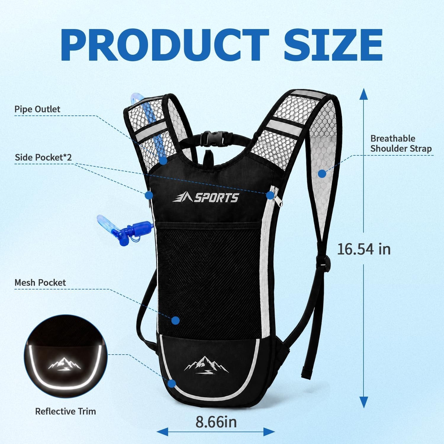 2-Pack Hydration Backpack with 2L Bladder-Ultra-light 0.37 lbs- leak-proof