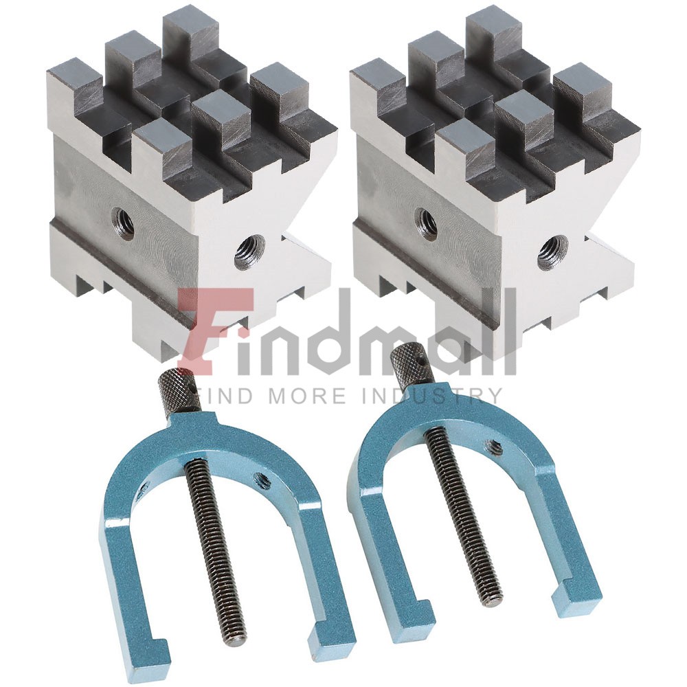 Multi-Use V-Block and Clamp Hardened Steel 2-3/8" x 2-3/4" x 2" Set