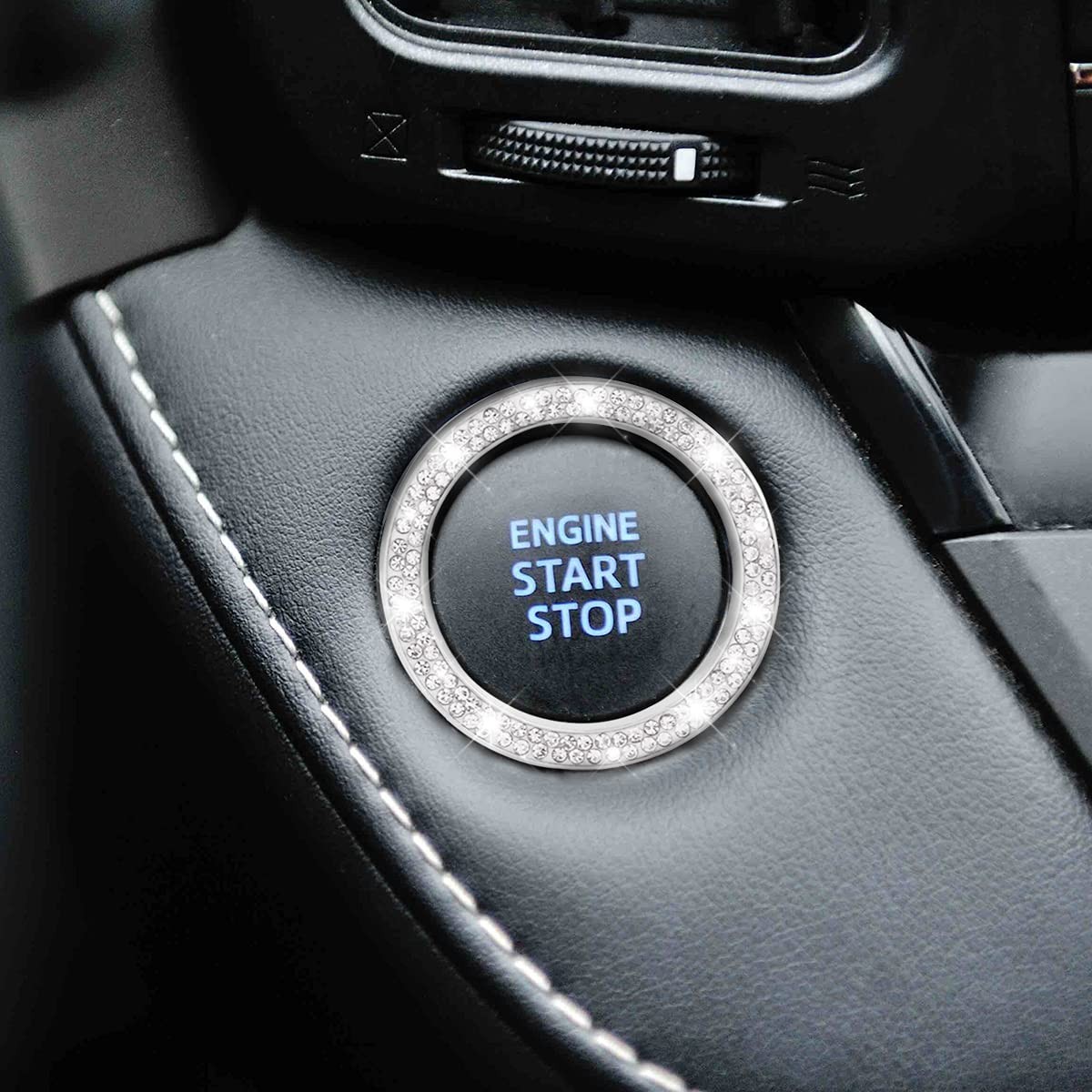 Car Bling Crystal Rhinestone Engine Start Ring Decals, 2 Pack Car Push Start ...