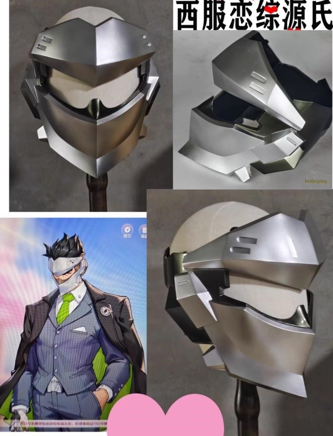 Game Overwatch Genji Helmet Headset FRP Mask Halloween Cosplay Prop Accessories